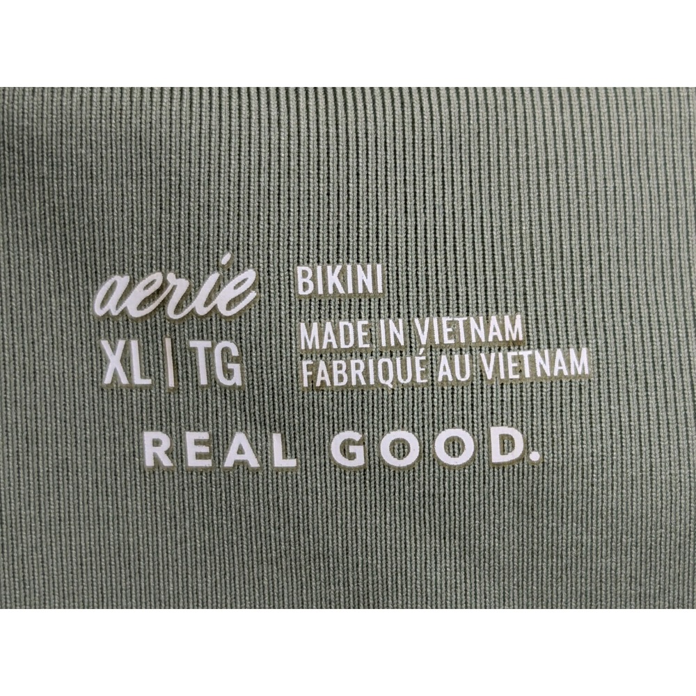 Aerie Real Good Ribbed Halter Bikini Set Olive Green XL 075-1753-3524 - Picture 4 of 15